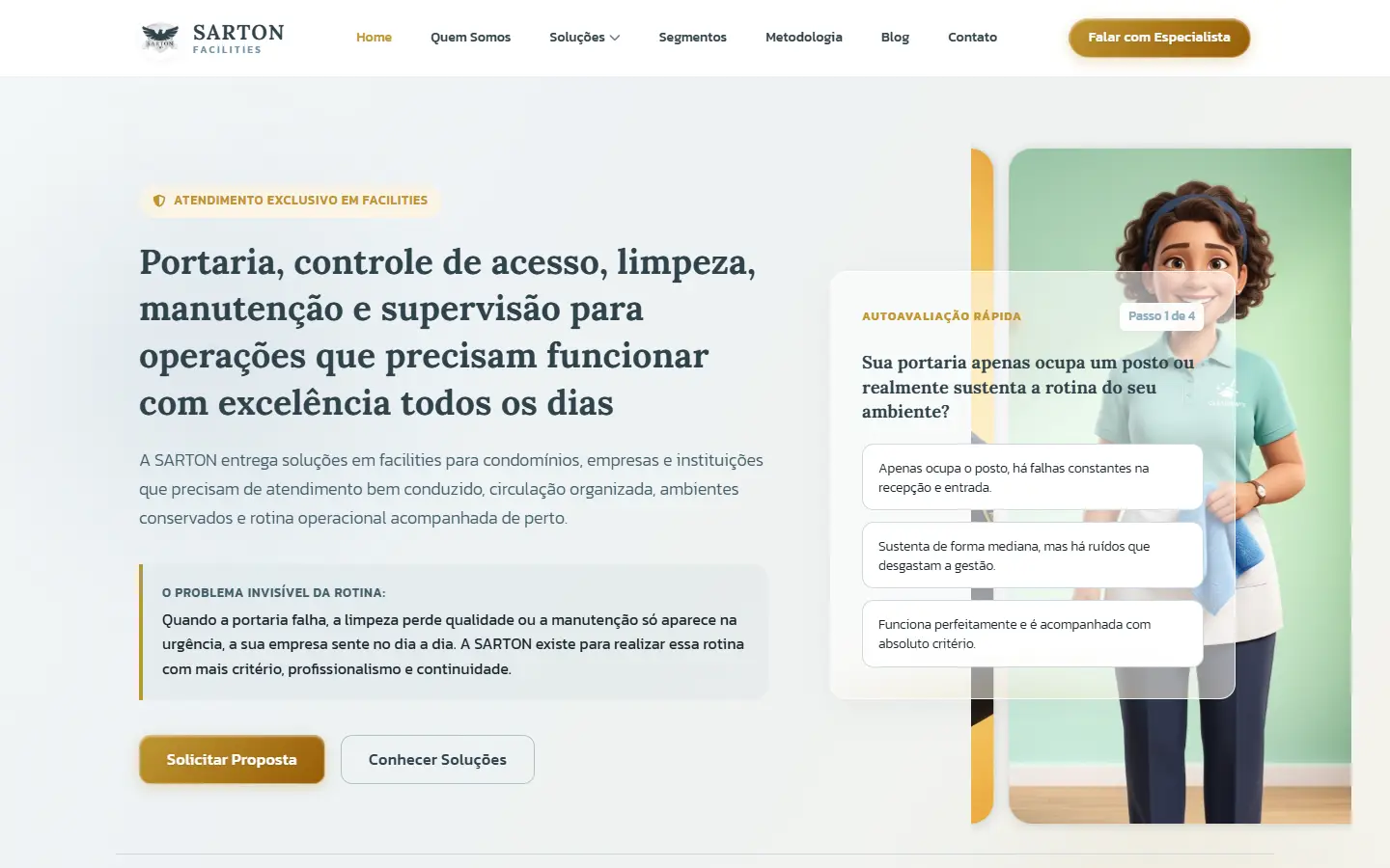 Página inicial do site Sarton no computador
