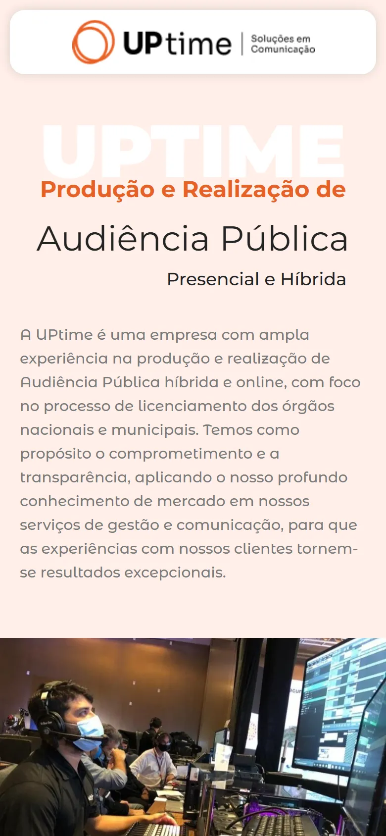 Site UPtime aberto no celular